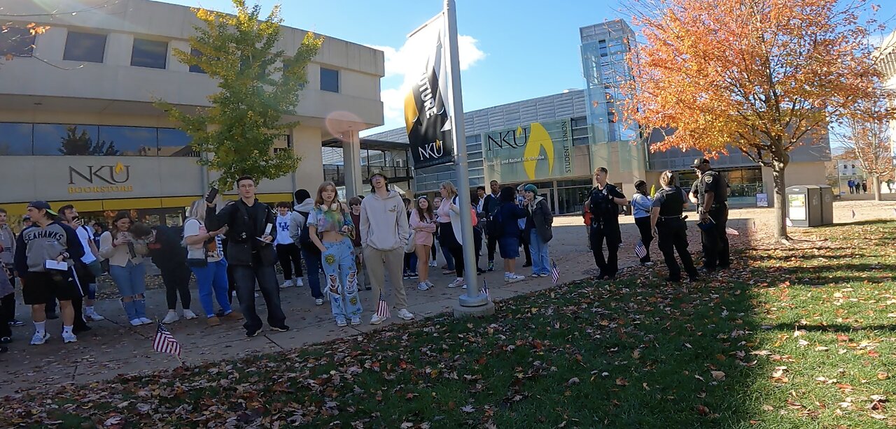 Northern Kentucky University: A Lively Large Crowd As I Contend With a Witch, Some Atheists, A Few Hypocrites, Some Muslims, But Also Some Very Good Questions, Passed Out Lots Of Tracts, Police Kept Things Orderly, A Great Day Of Preaching Jesus!