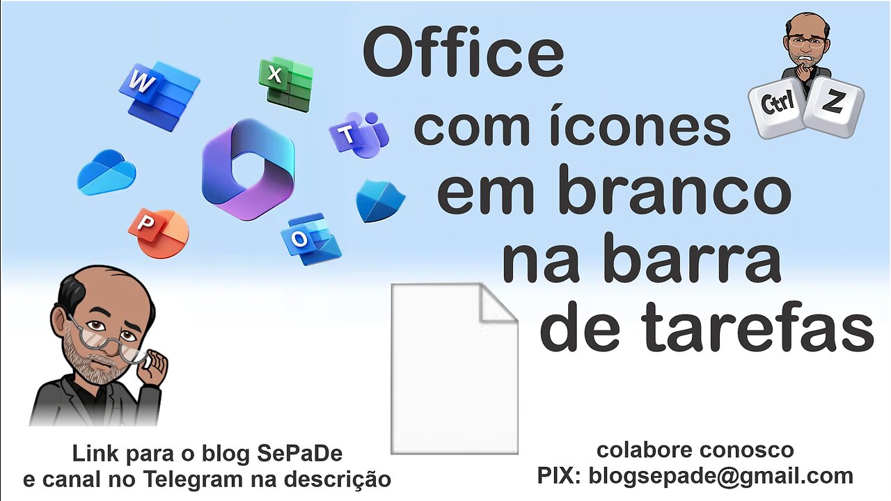 Office - Ícones em branco na barra de tarefas