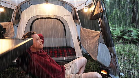 SOLO Camping in the RAIN [ Far Away from Trouble | Cozy RELAX, Focus STUDY, SLEEP | ASMR ]