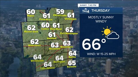 SE Wisconsin Weather: Sunny, windy Thursday with highs in the 60s