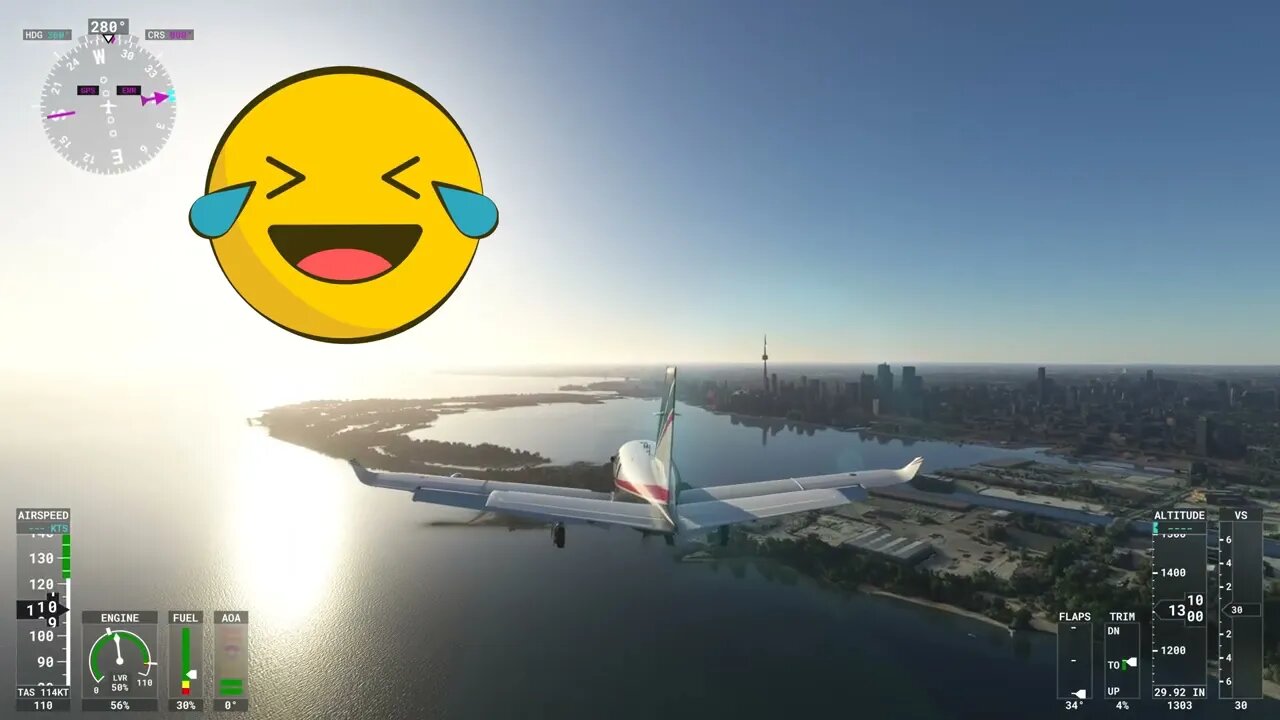 Early Morning Landing in Toronto Canada in a Airplane