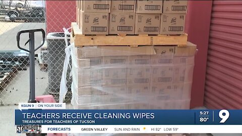 Teachers in Tucson receive cleaning wipes