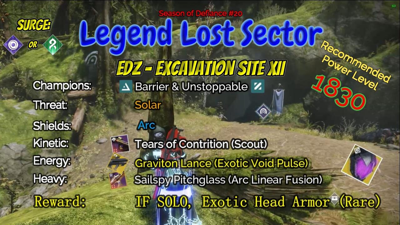 Destiny 2 Legend Lost Sector: EDZ - Excavation Site XII on my Hunter 4-5-23