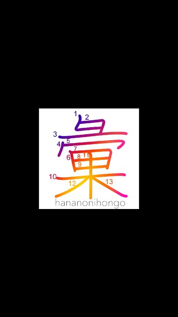彙 - same kind/to collect/classify/category - Learn how to write Japanese Kanji 彙 - hananonihongo.com