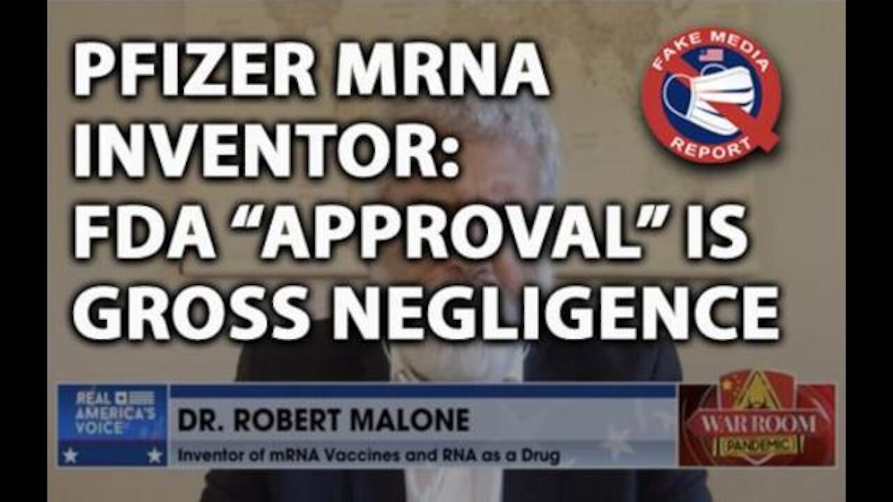 mRNA Inventor Dr Robert Malone: FDA Approval of Pfizer Jab is Gross Negligence - Bannon's War Room