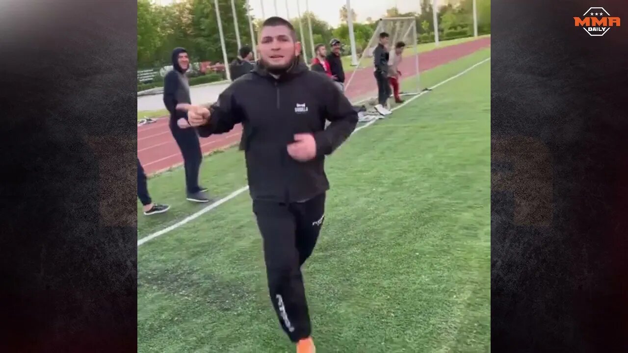 Khabib scored a goal and then paid tribute to @Ronaldo with the iconic finger-wag celebration