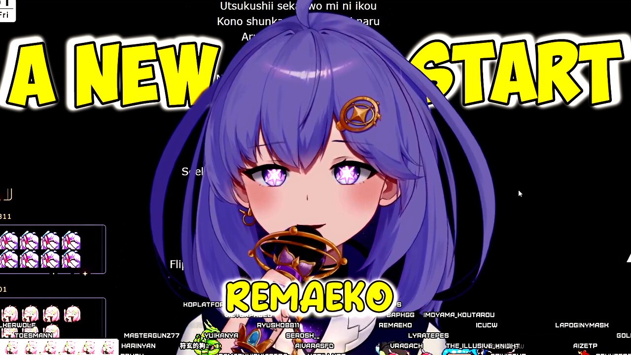 Rem sings A New Start by Mumei live on stream.