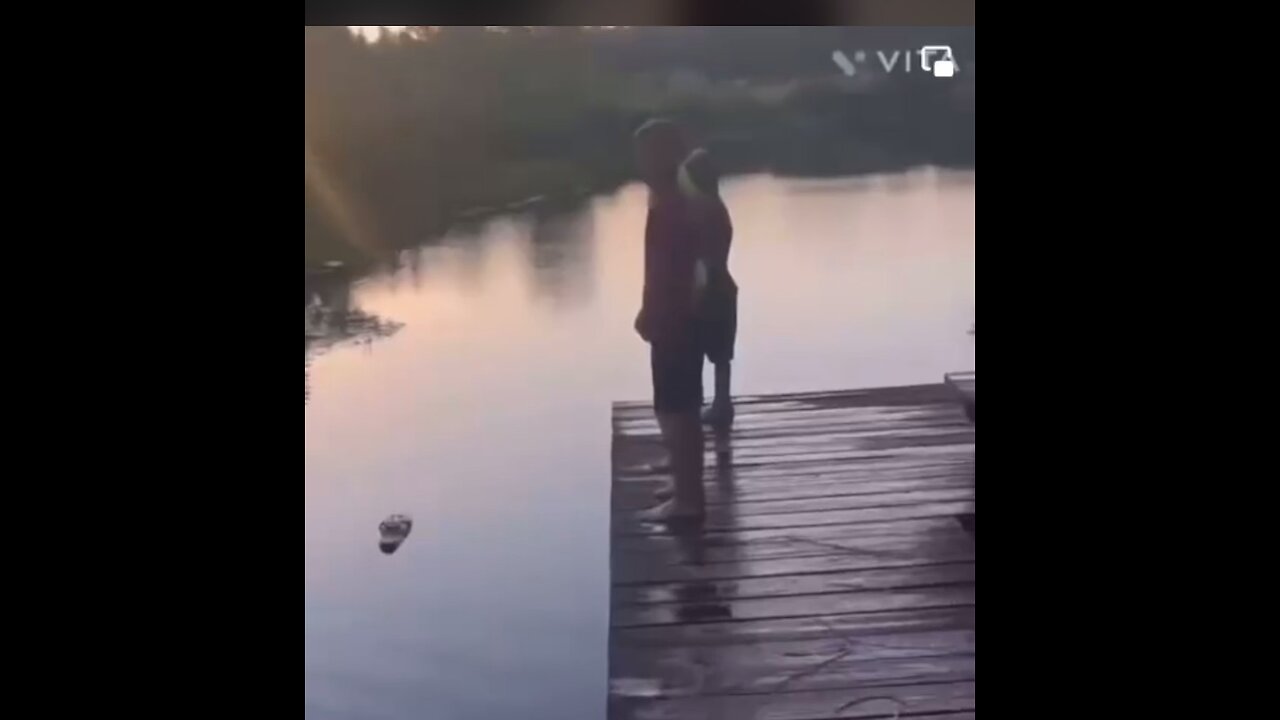 The boy who was pushed inside a water fill with crocodile