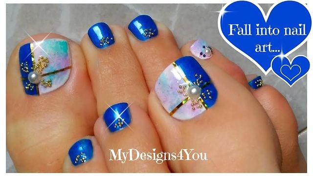 DIY Marble effect toenail art design