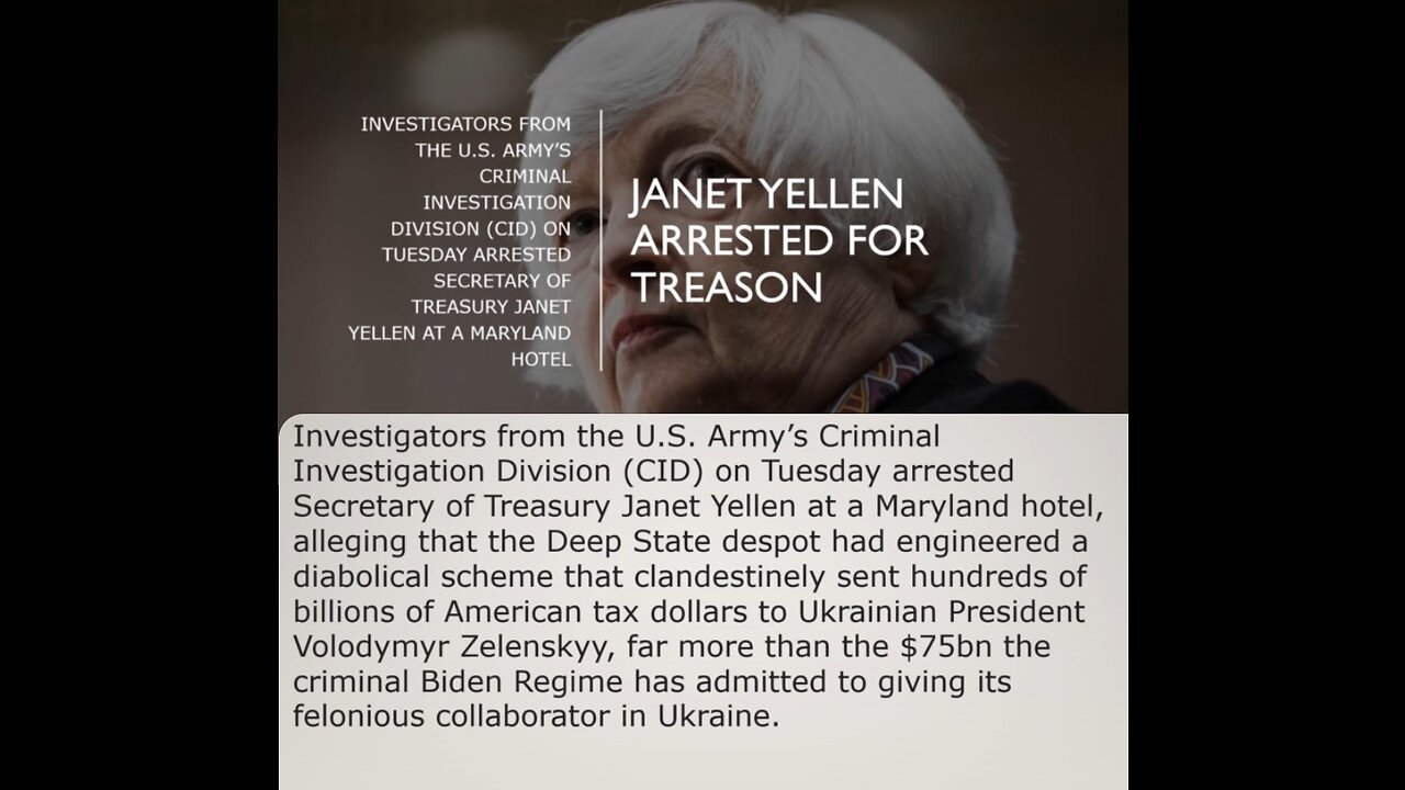 Finally!!!! JAG ARRESTS JANET YELLEN FOR TREASON , bye bye, never ever come back