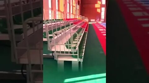 amazing technology a stadium ground public chairs get compreesed