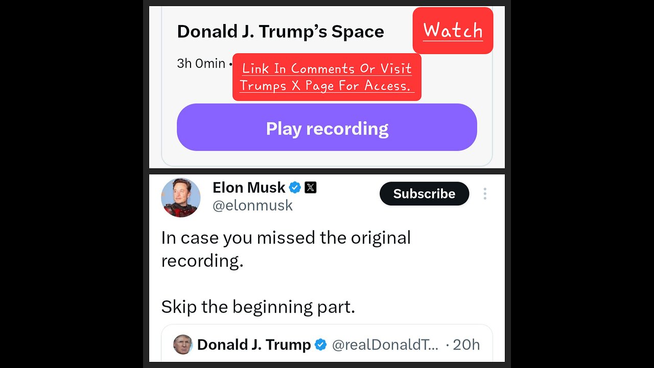 Incase You Missed The Trump And Elon Interview, You Can Watch It Here.