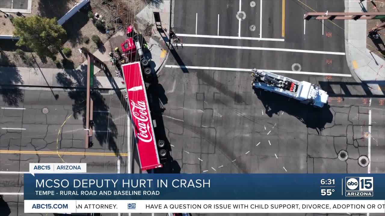MCSO deputy hurt in crash involving semi-truck in Tempe