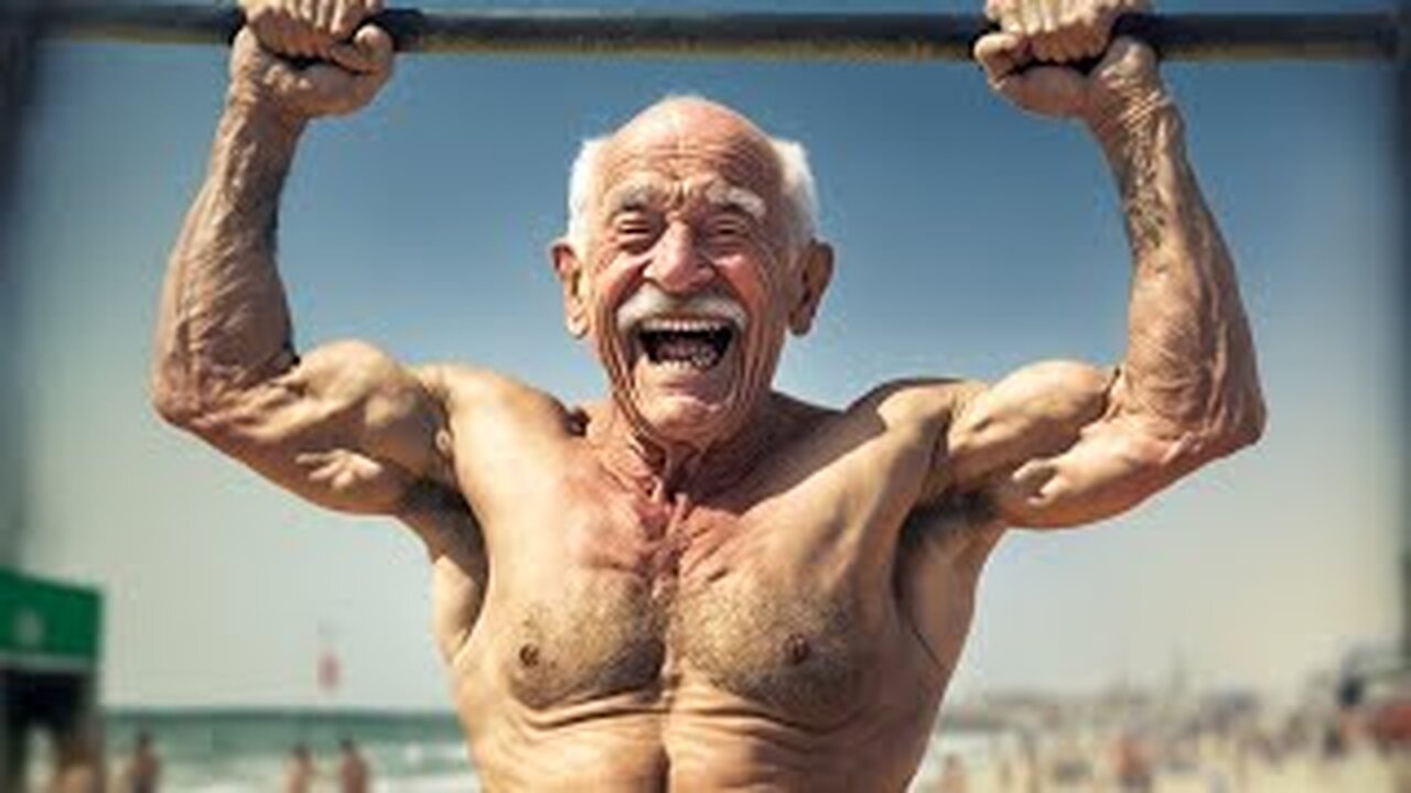 Pretended to be an old man at the beach gym