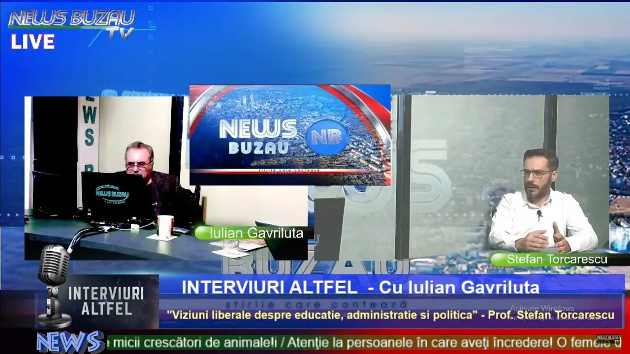 LIVE - TV NEWS BUZAU - "INTERVIURI ALTFEL", cu Iulian Gavriluta. "Viziuni liberale despre educatie,