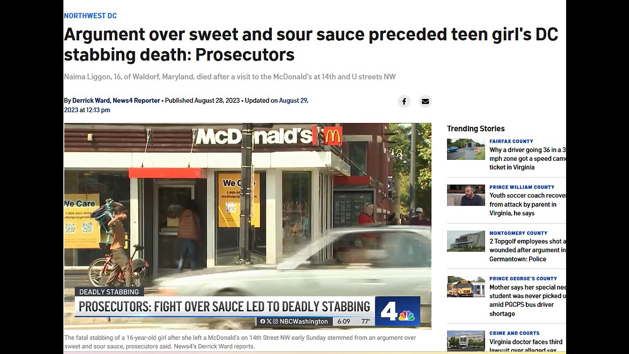 Argument over sweet and sour sauce preceded teen girl's DC stabbing death