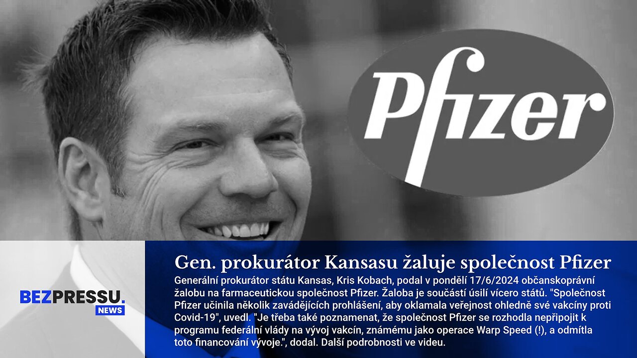 Gen. prokurátor Kansasu žaluje společnost Pfizer