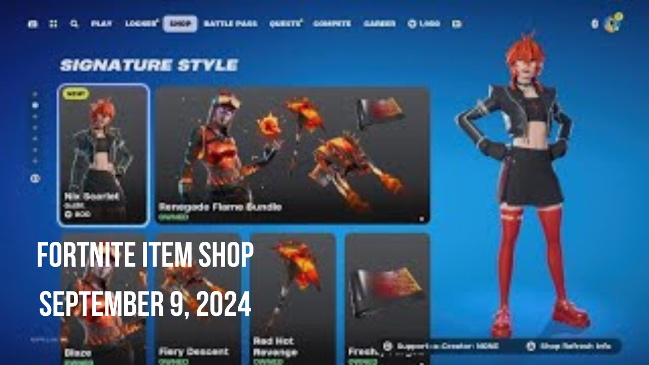 Fortnite Item Shop|September 9, 2024(*New* Nix Scarlet Skin)