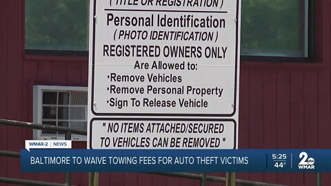 Mayor Brandon Scott announces that Baltimore City will waive towing fees for auto theft victims
