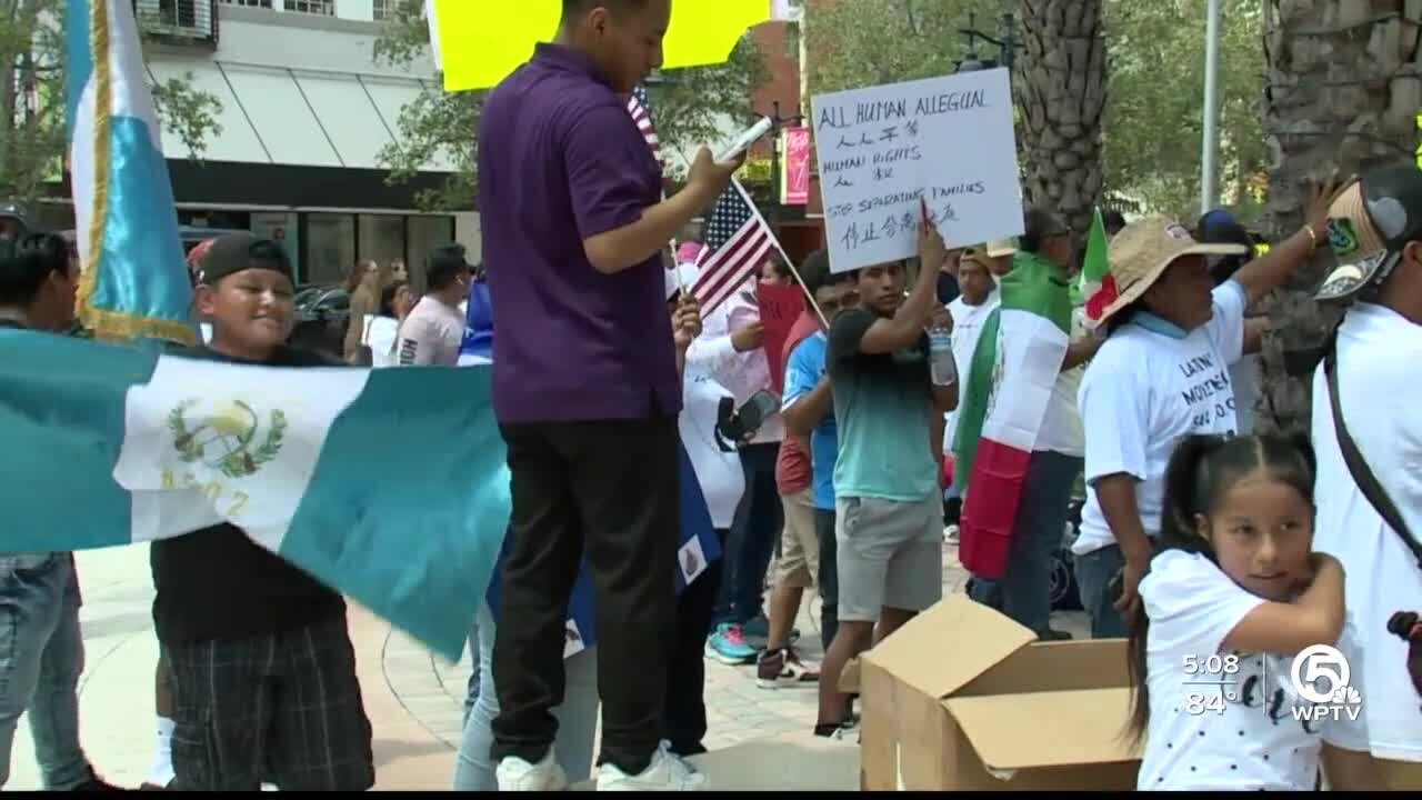 Protesters march through West Palm Beach to oppose Florida's new immigration laws