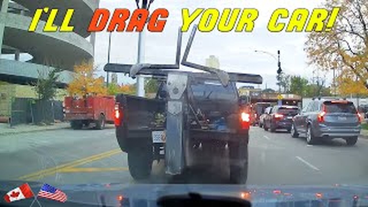 TOW TRUCK TRIES TO *HIT* CAR WITH REPO WHEEL LIFT