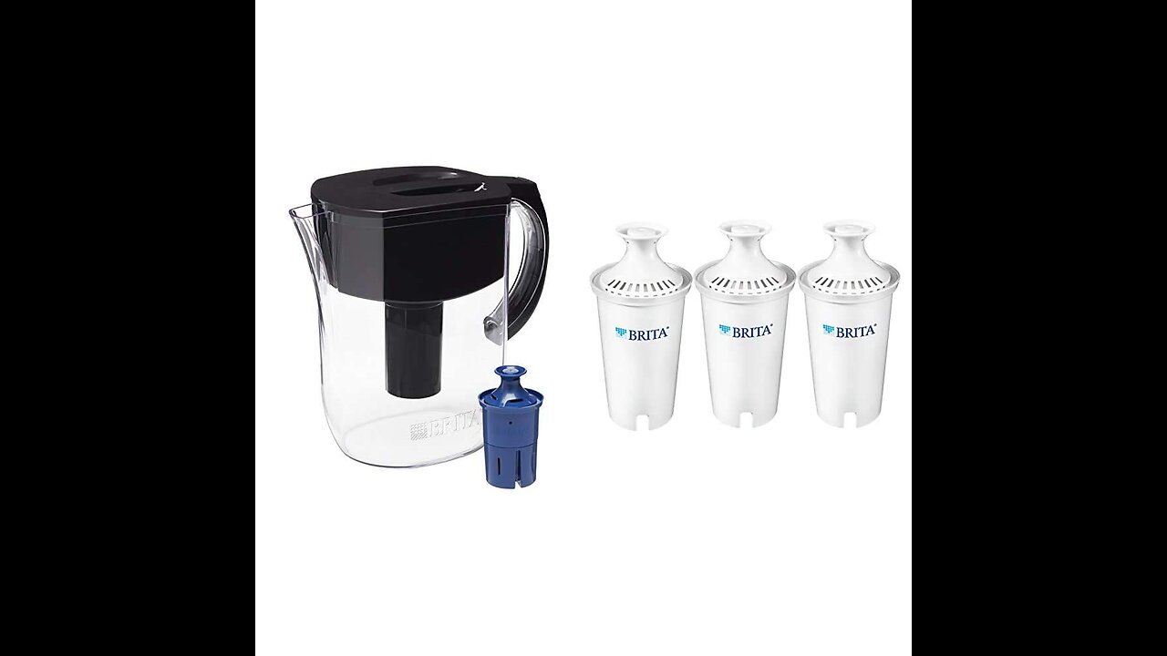 Brita Water Pitcher with 1 Filter, Large 10 Cup, Black & Standard Replacement Filters for Pitch...