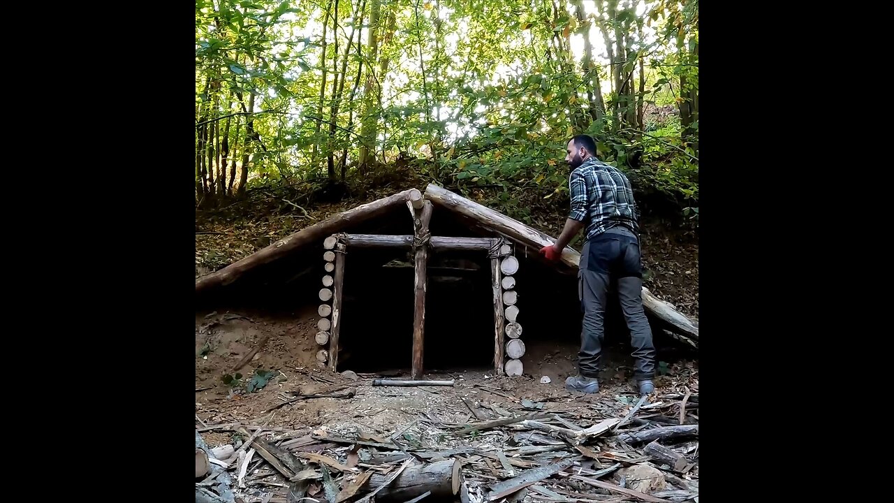 Building Warm Survival Shelter in Wildlife, Campfire Cooking,