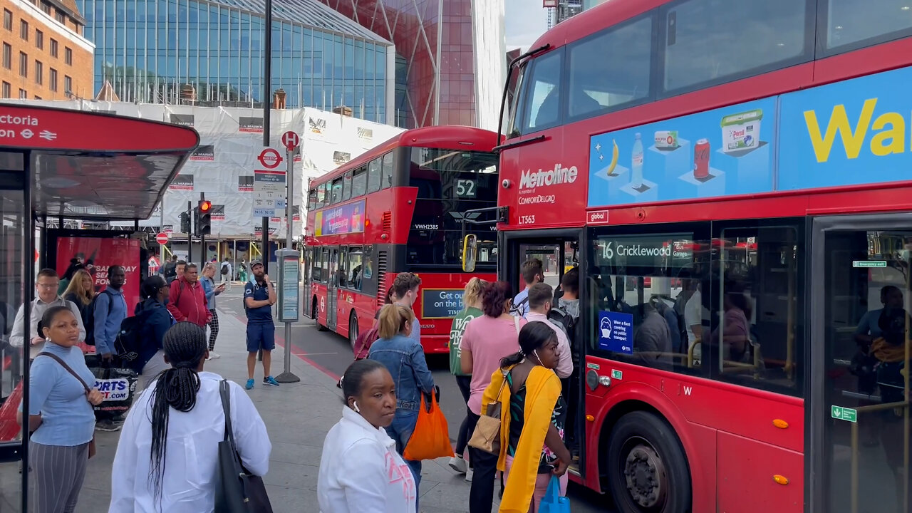 Commuters pile on to buses at Victoria as station closes for 24 hour tube strike