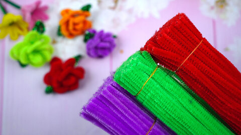 Pipe Cleaner Crafts | DIY Chenille Wire Flower Making For Home Decoration | Easy Paper Crafts
