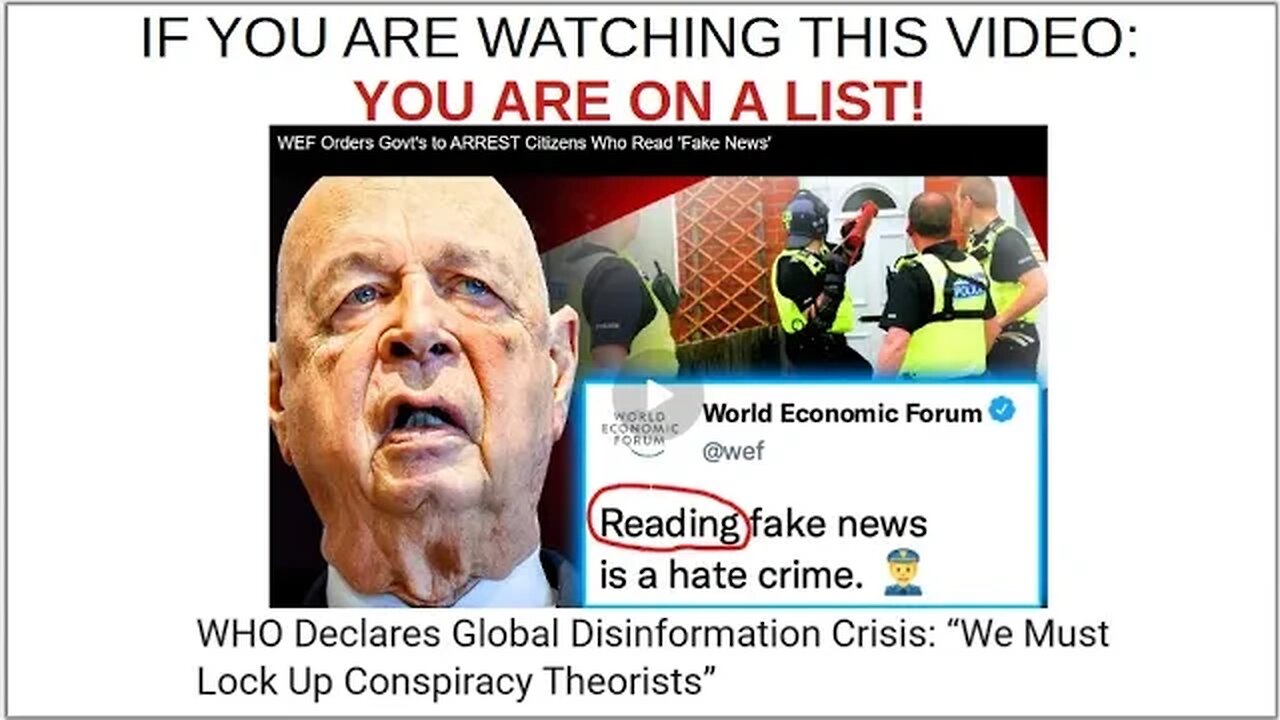 W.H.O. WANTS TO LOCK UP CONSPIRACY THEORISTS - IF YOU ARE WATCHING THIS VIDEO - YOU ARE ON A LIST!!