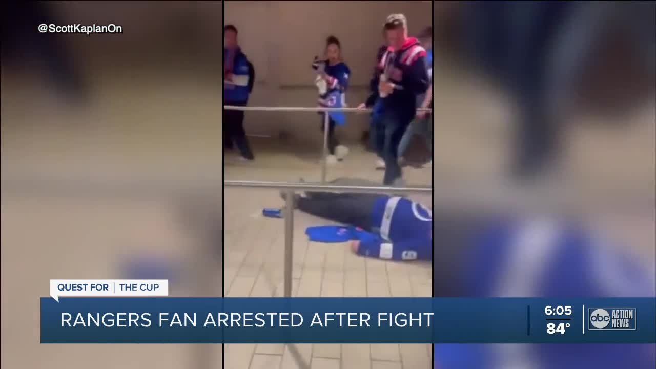 Rangers fan arrested after punching and knocking out Lightning fan after New York's Game 5 loss