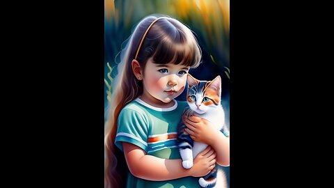 Little girl & cat love story