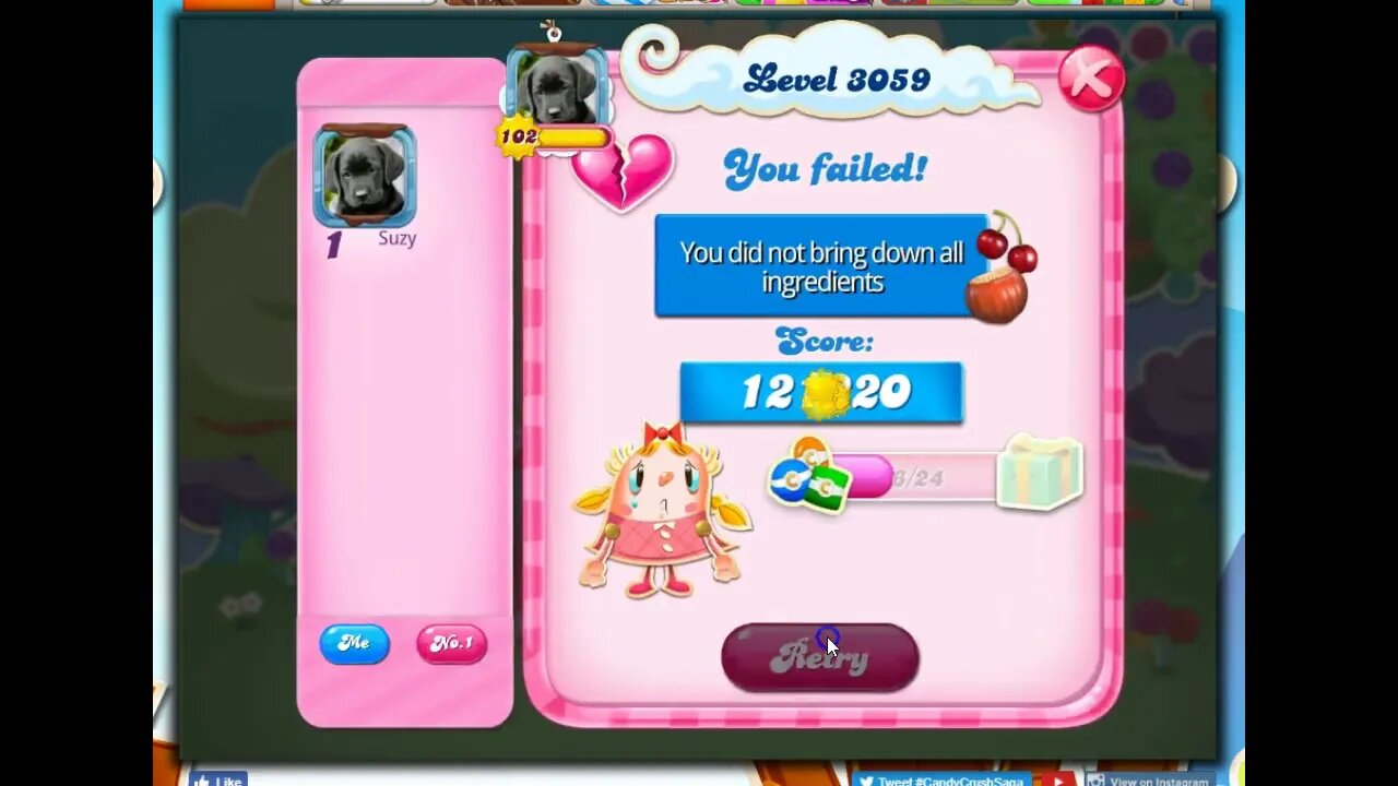 Candy Crush Level 3059 Talkthrough, 17 Moves 0 Boosters