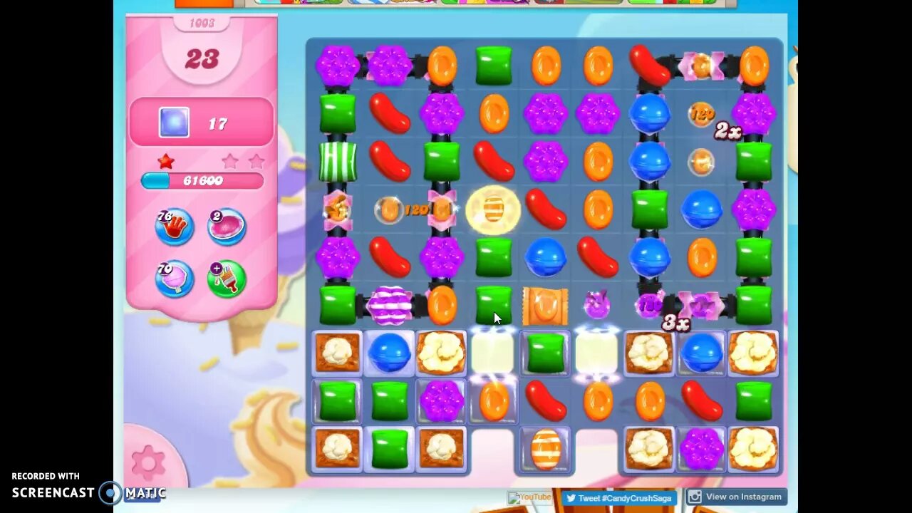 Candy Crush Level 1003 Audio Talkthrough, 1 Star 0 Boosters