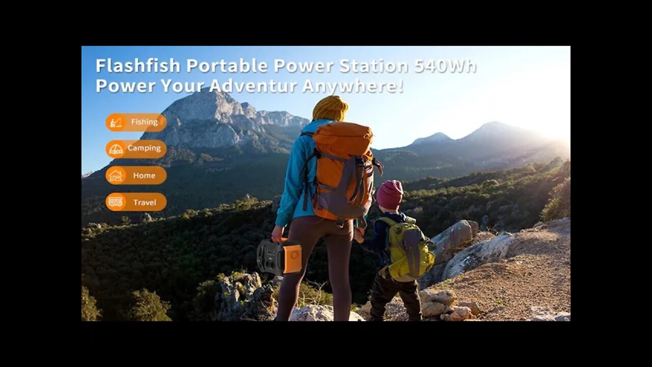 Flashfish Portable Power Station EU Outlet AC 230V 500W(Peak 1000W) Solar Generator 540Wh 120W DC