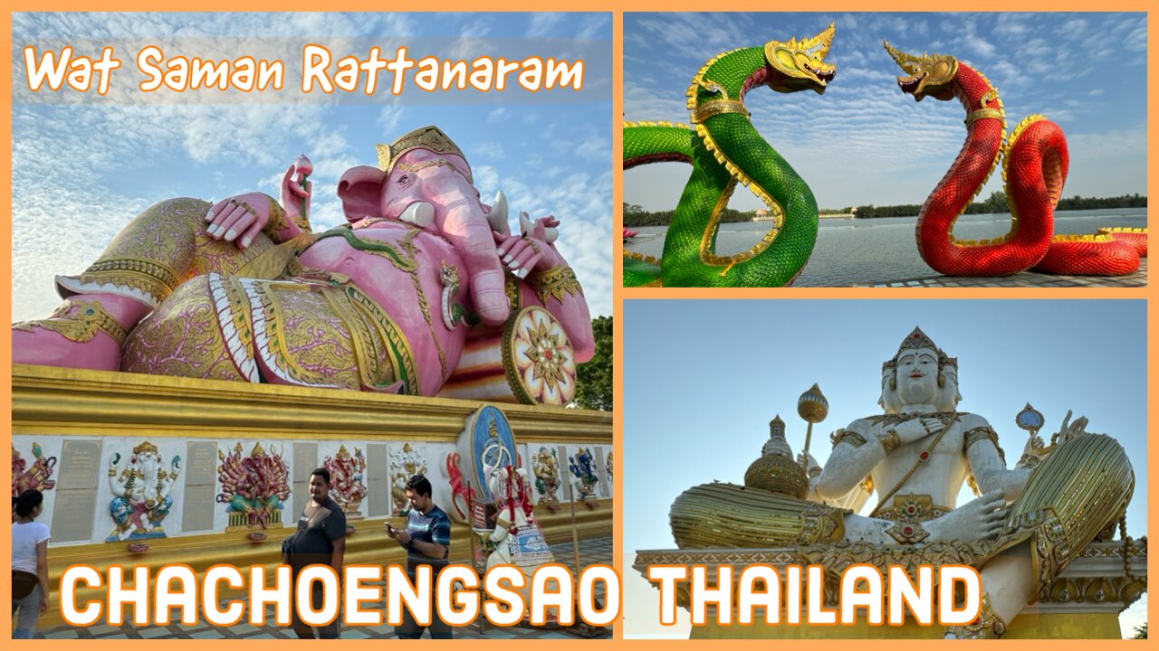 Wat Saman Rattanaram & Floating Market - Largest Reclining Ganesh in Thailand