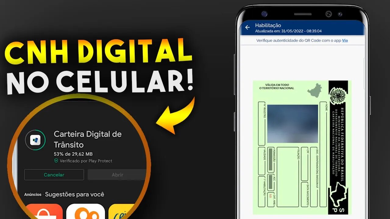 Como BAIXAR E UTILIZAR a CNH DIGITAL pelo CELULAR!