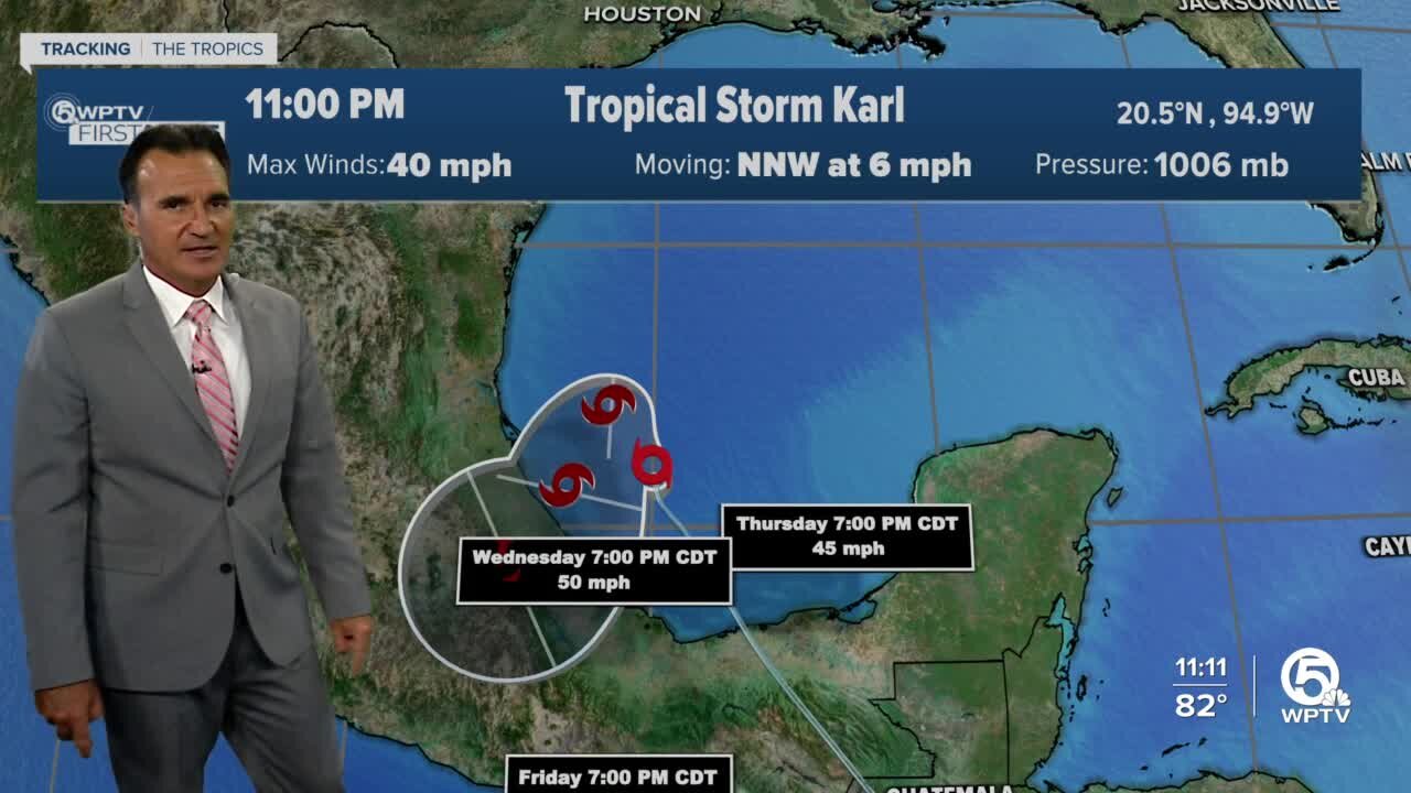 Tropical Storm Karl forms in Gulf of Mexico with 40 mph winds