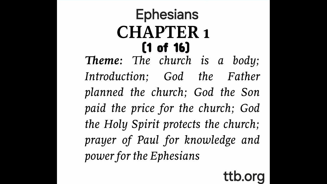 Ephesians Chapter 1 (Bible Study) (1 of 16)