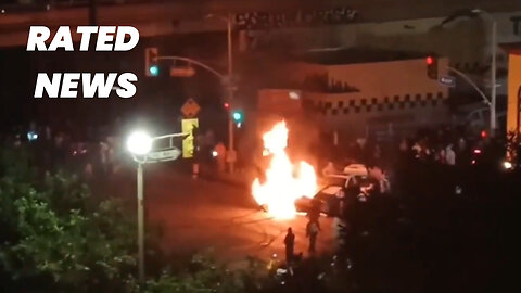 Cars Burst into Flames in Downtown LA at Street Takeover Event