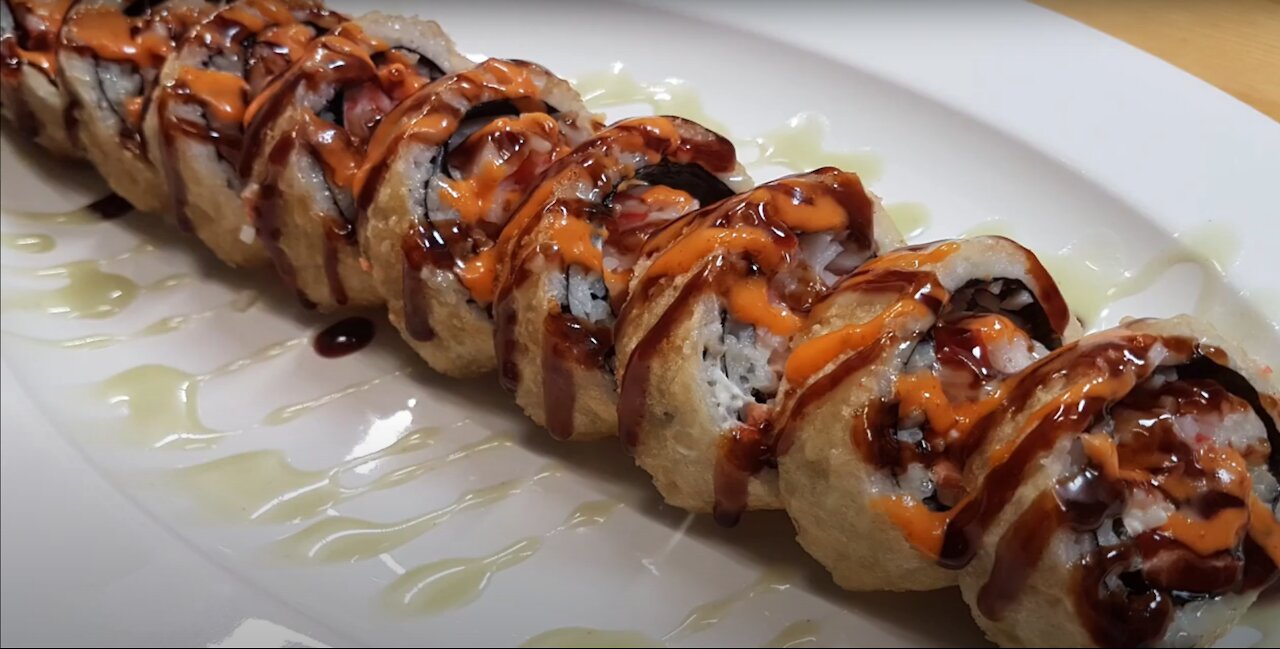 Deep Fried Sockeye Salmon Sushi Roll (Very Tasty)