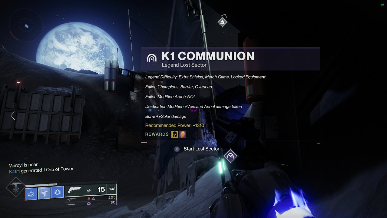 Destiny 2- Legend Lost Sector on the Moon-K1 Communion-6-1-21