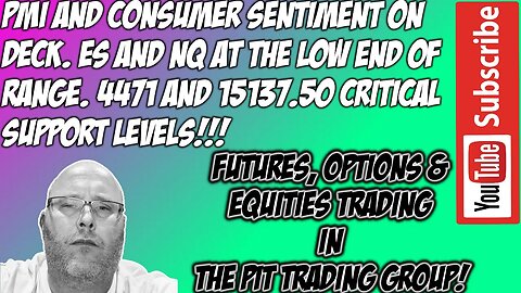 Bring The Volatility - ES NQ Bottom of Range - PMI & Consumer Sentiment - The Pit Premarket Plan