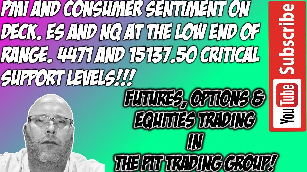 Bring The Volatility - ES NQ Bottom of Range - PMI & Consumer Sentiment - The Pit Premarket Plan