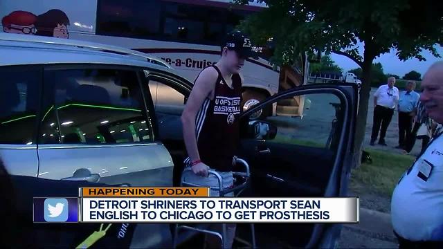 Detroit Shriners to transport Sean English to Chicago to get prosthesis