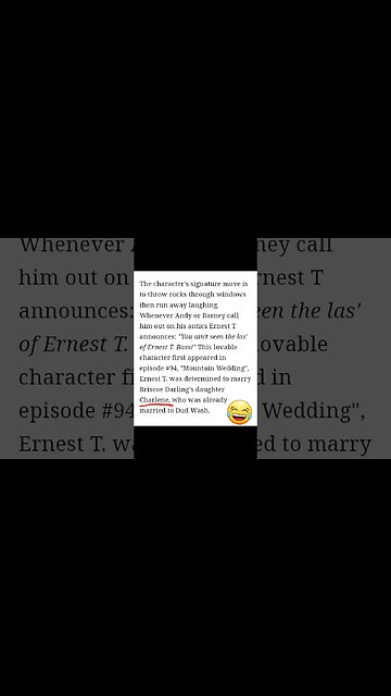 "You ain't seen the las' of Ernest T. Bass!" #gcm #funny #Charlene #ErnestT.Bass