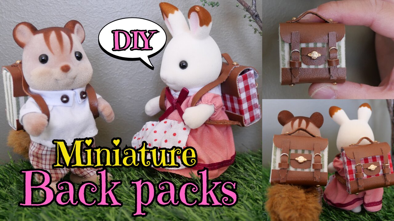 【DIY】Miniature back pack/ミニチュアリュック/sylvanian families(calico critters)/シルバニアファミリー/doll accesories/ドール用