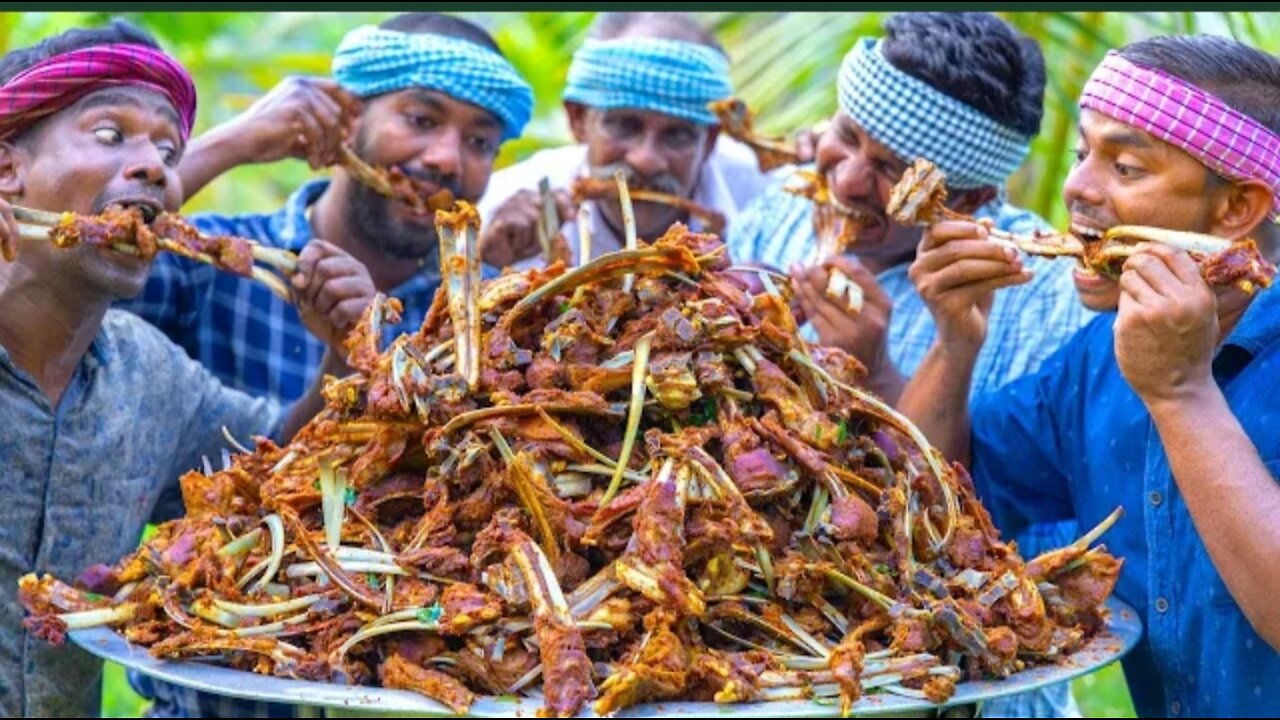 MUTTON CHOPS FRY | Mutton Bone Fry Cooking and Eating | Mutton Chops Recipe Cooking in Village