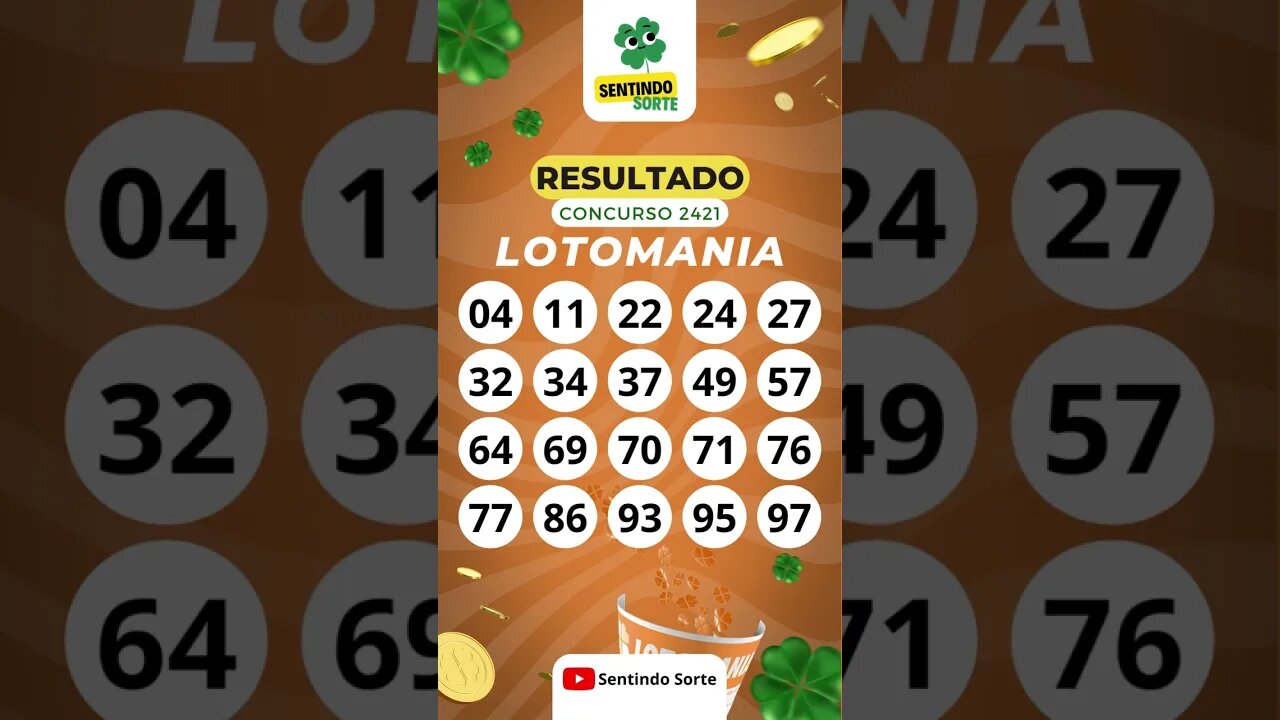 🍀 Resultado LOTOMANIA 2421 | Sentindo Sorte #shorts