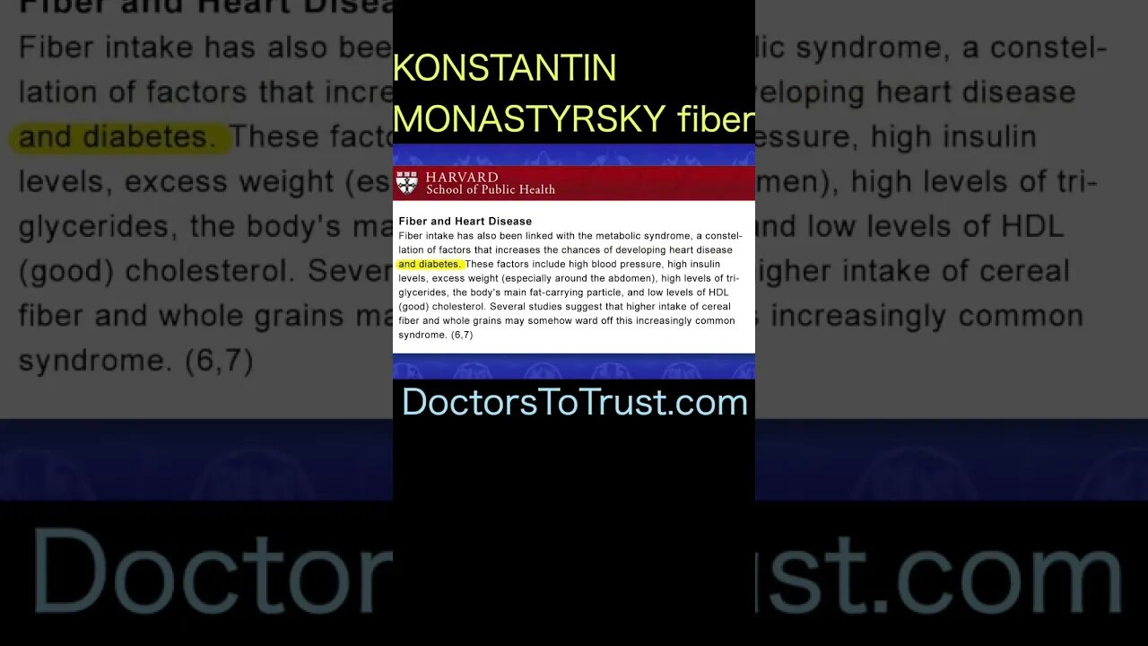 DR KONSTANTIN MONASTRYSKY. Fiber linked to metabolic syndrome!!